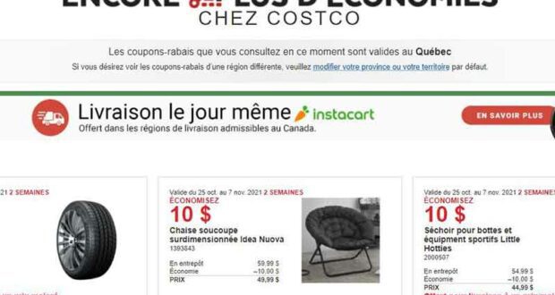 Circulaire Costco du 25 octobre au 7 novembre 2021