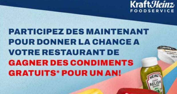 Gagnez 3 condiments gratuits pour un an (Valeur totale 7500 $)