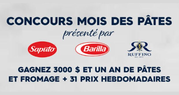 Gagnez 3000 $ et un an de pâtes Barilla et de fromage Saputo