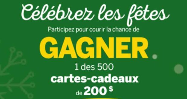 Gagnez 500 cartes prépayées Visa de 200$ chacune