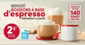 Tim Hortons Boissons à base d’espresso préparées à la main à 2$