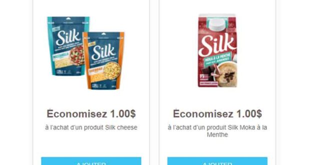 Économisez 2$ à l’achat de produits Silk