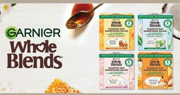 Essayez les shampooings solides en barre WholeBlends Garnier