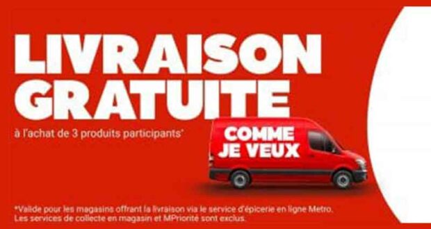 Livraison gratuite sur votre épicerie Metro