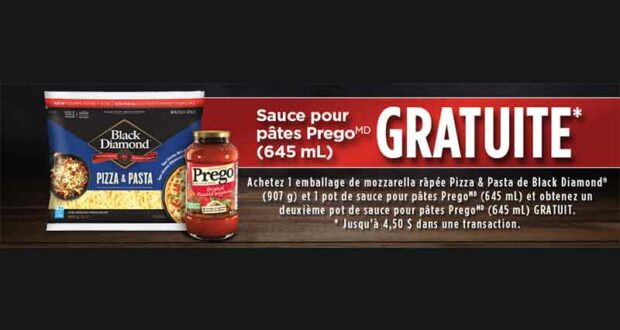 Un pot de sauce Prego GRATUIT