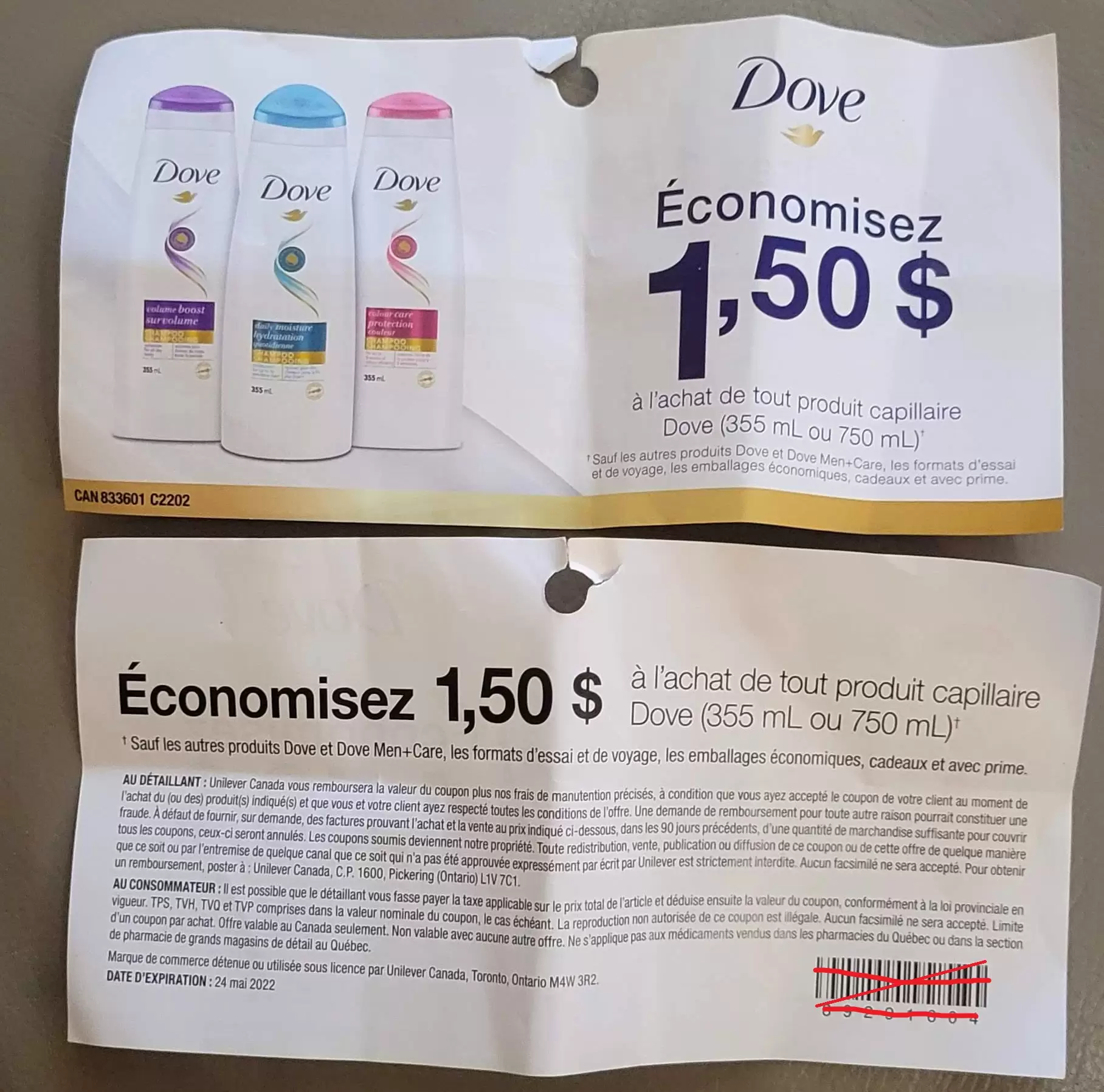 Produits capillaires Dove