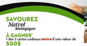 Gagnez 2 cartes cadeaux épicerie Metro de 500 $