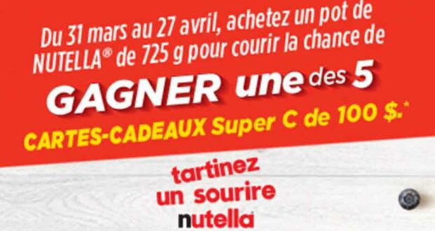 Gagnez 5 cartes cadeaux épicerie Super C de 100 $ chacune