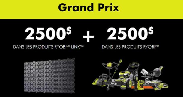 Gagnez 5000 $ en outils Ryobi et en produits Ryobi Link