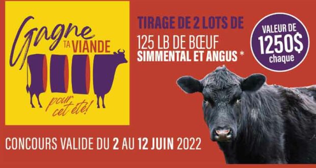 Gagnez 2 lots de 125 lb de bœuf de 1250 $ chaque