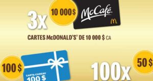 Gagnez 3 cartes cadeaux McDonald’s de 10 000 $ chacune