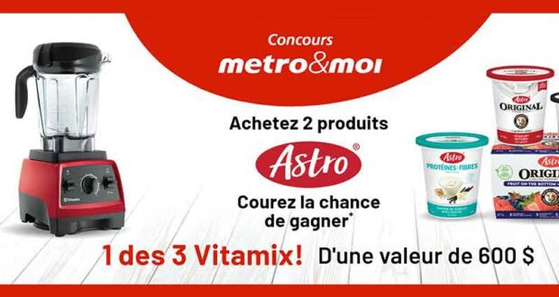 Gagnez 3 mélangeurs Vitamix de 600 $ chacun