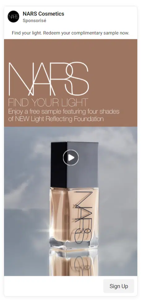 Échantillons gratuits du fond de teint Light Reflecting de NARS