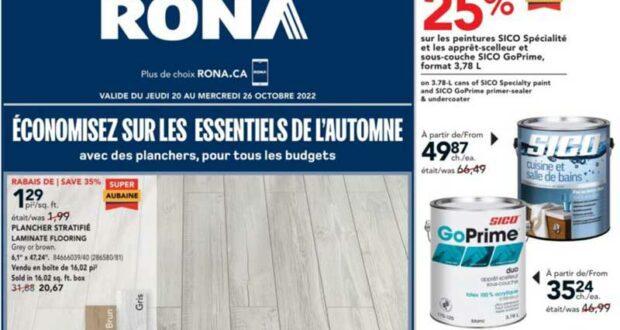 Circulaire Rona du 20 octobre au 26 octobre 2022