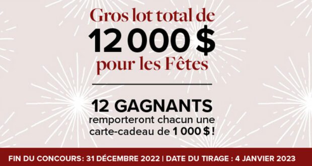 Gagnez 12 cartes-cadeaux Linen Chest de 1 000 $ chacune