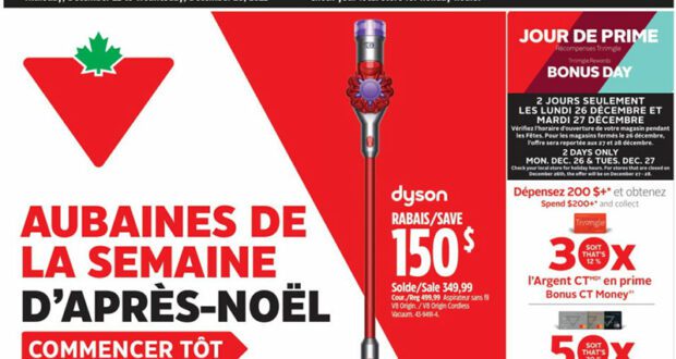 Circulaire Canadian Tire du 22 décembre au 28 décembre 2022