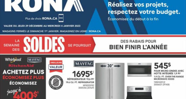 Circulaire Rona du 29 décembre au 4 janvier 2023