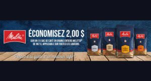 Coupon de 2$ sur un sac de café en grains entiers Melitta
