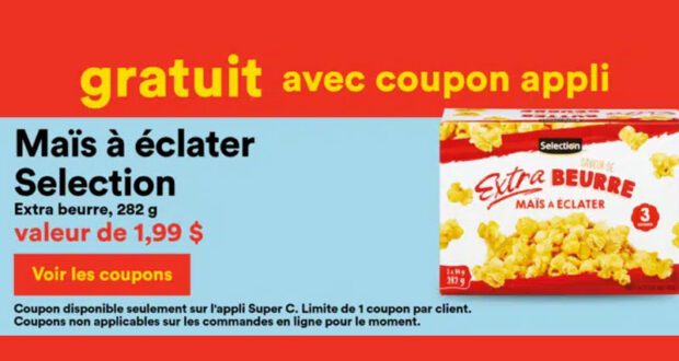 Obtenez une boîte de Maïs à éclater Extra Beurre de Selection