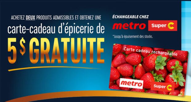 5000 cartes cadeaux épicerie Metro de 5$ offertes