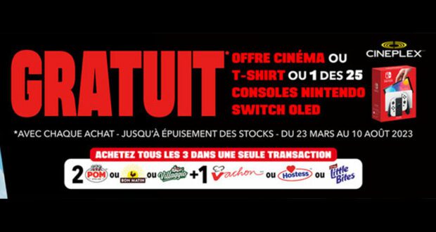 9000 billets Cineplex gratuits et 25 Nintendo Switch offertes