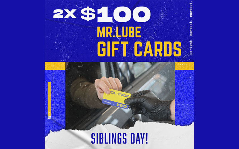 2 cartes-cadeaux Mr.Lube de 100 $ offertes