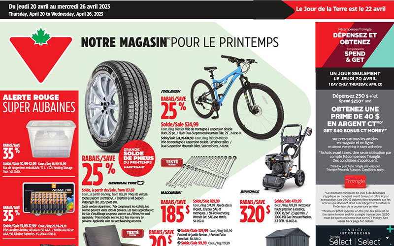 Circulaire Canadian Tire Du 20 au 26 avril 2023