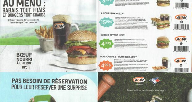 Coupons rabais Restaurants A&W de avril 2023