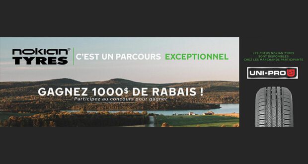 Gagnez 3 chèques-cadeaux Nokian Tyres de 1 000 $ chacun