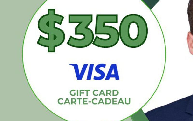 Une carte prépayée VISA de 350 $ à gagner