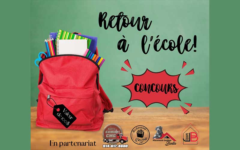 20 sacs remplis de fournitures scolaires de 100$ à gagner