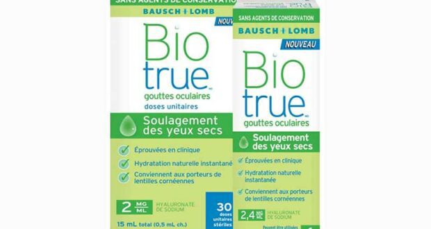 3 $ de rabais à l'achat de Gouttes oculaires Biotrue