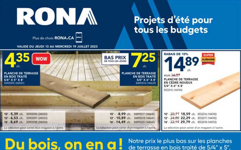 Circulaire Rona du 13 juillet au 19 juillet 2023