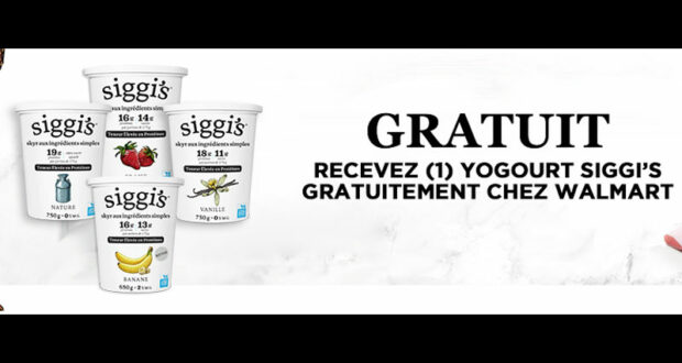 Obtenez un yogourt Siggi’s GRATUIT