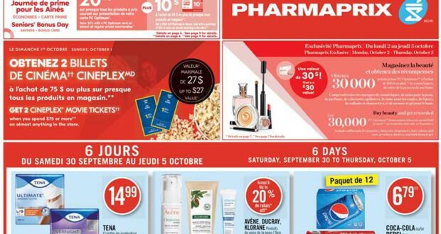 Circulaire Pharmaprix du 30 septembre au 6 octobre 2023