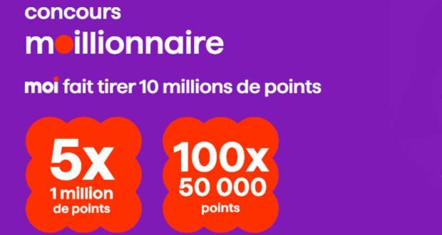 Gagnez 5 lots de 1 000 000 de points (8000 $ chacun)