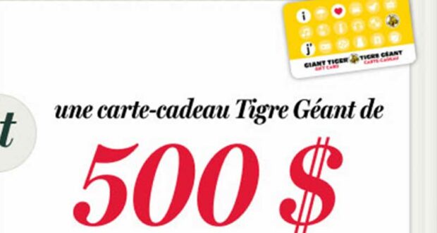 Gagnez 500 $ pour magasiner chez Tigre Géant