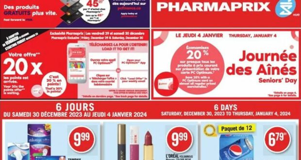 Circulaire Pharmaprix du 30 décembre 2023 au 5 janvier 2024