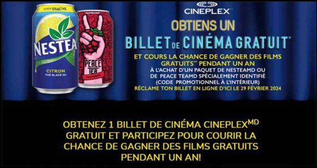 Gagnez des films gratuits au cinéma pendant un an (300 gagnants)