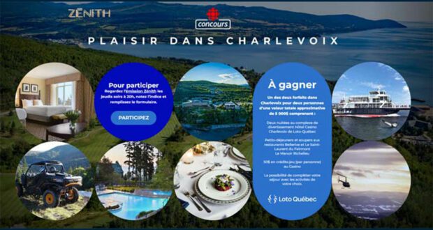 Gagnez 2 forfaits séjour dans Charlevoix de 5000 $ chacun