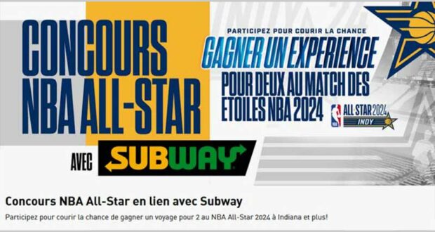 Gagnez Un voyage pour 2 au NBA All-Star à Indiana (15 000 $)