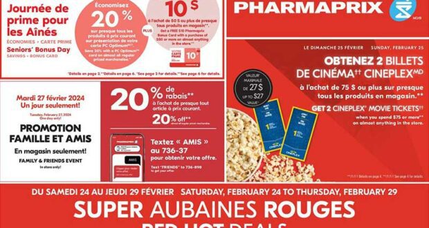 Circulaire Pharmaprix du 24 février au 29 février 2024