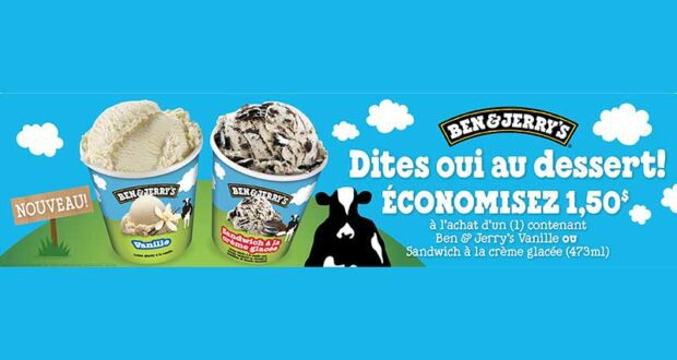 Ben & Jerrys – Économisez 1.50 $ sur la crème glacée