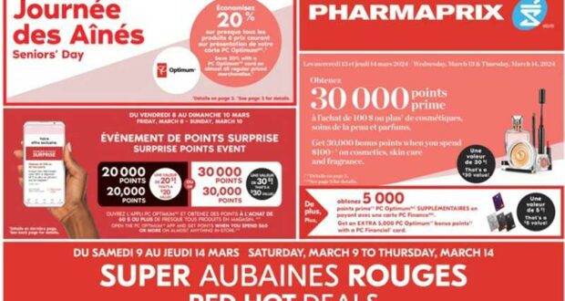 Circulaire Pharmaprix du 9 mars au 14 mars 2024