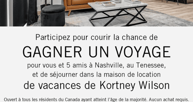 Gagnez un voyage pour 6 personnes à Nashville au Tennessee