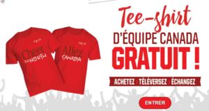 100 000 Tee-shirts d’Equipe Canada GRATUITS