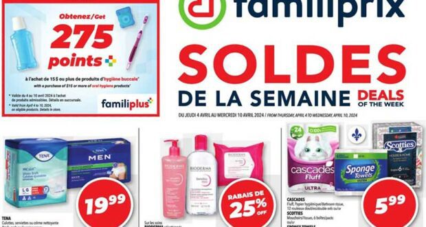 Familiprix Circulaire du 4 avril au 10 avril 2024