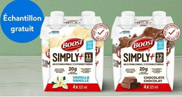 Échantillons Gratuits des boissons Boost Simply