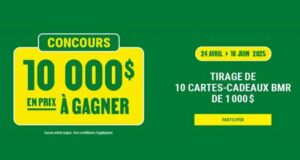 Gagnez 10 cartes-cadeaux BMR de 1000 $ chacune