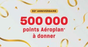 5 prix de 100 000 points Aéroplan à gagner (3000 $ chaque)